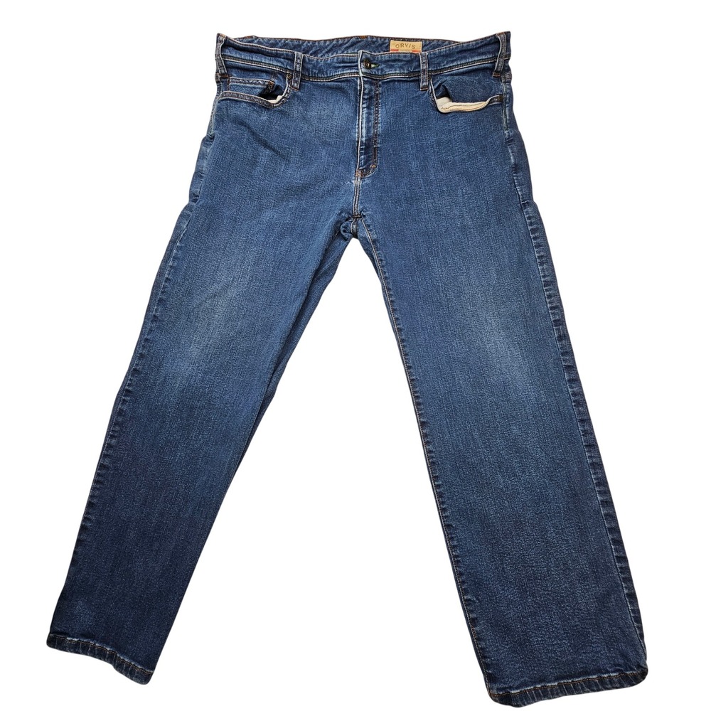 Orvis 1856 Five‎ Pocket Mens Blue Straight Leg Denim Jeans 44x30 Medium Wash